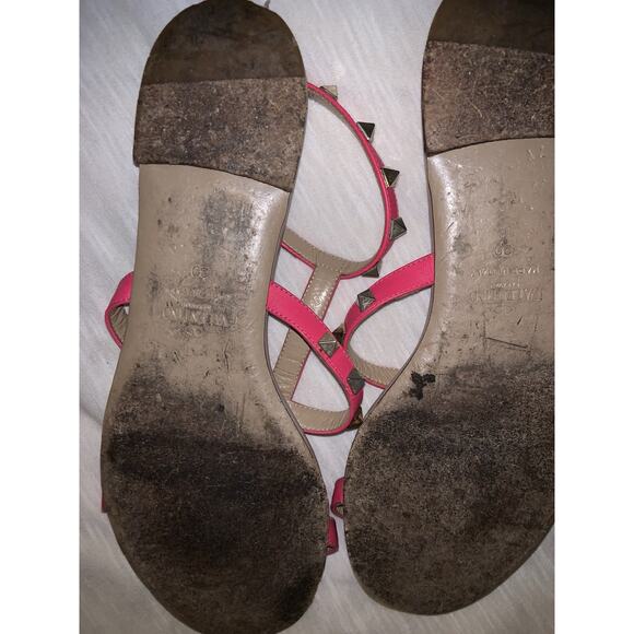 VALENTINO GARAVANI Size 39 9 US Rockstud Flat Pink Leather Sandals - Picture 5 of 5